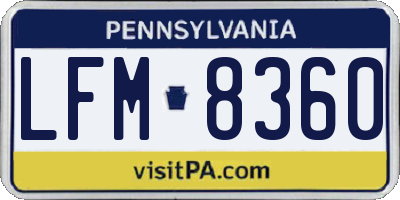 PA license plate LFM8360