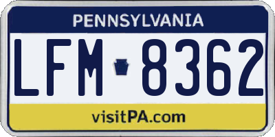 PA license plate LFM8362