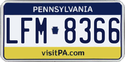PA license plate LFM8366