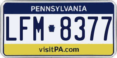 PA license plate LFM8377