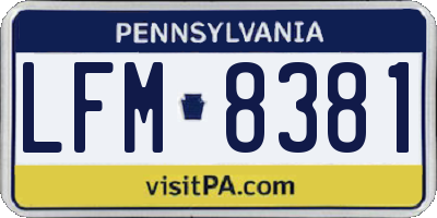 PA license plate LFM8381
