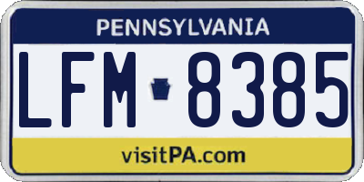 PA license plate LFM8385