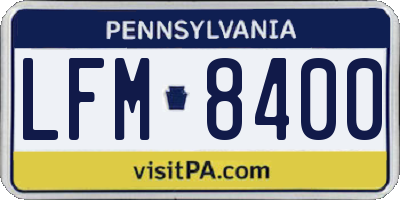 PA license plate LFM8400