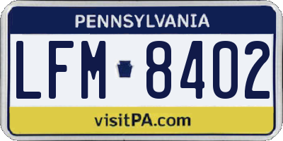 PA license plate LFM8402