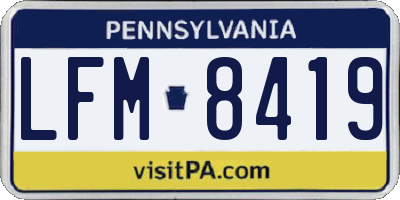 PA license plate LFM8419