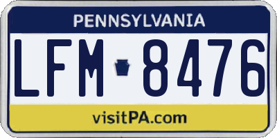 PA license plate LFM8476