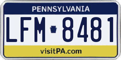 PA license plate LFM8481