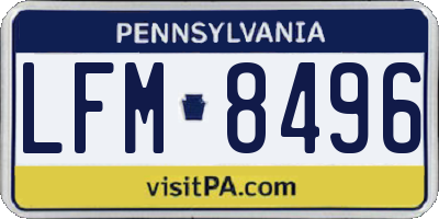 PA license plate LFM8496