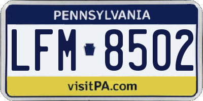 PA license plate LFM8502
