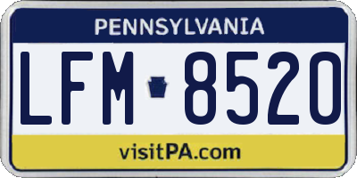 PA license plate LFM8520