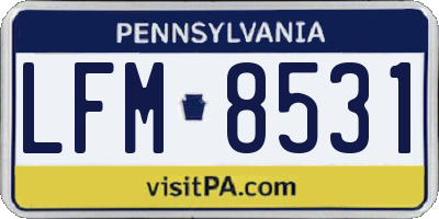 PA license plate LFM8531