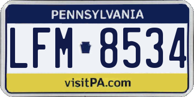 PA license plate LFM8534