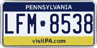 PA license plate LFM8538