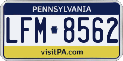 PA license plate LFM8562