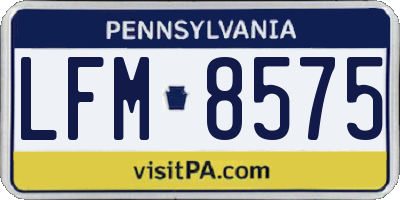 PA license plate LFM8575