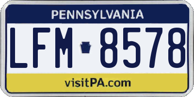 PA license plate LFM8578