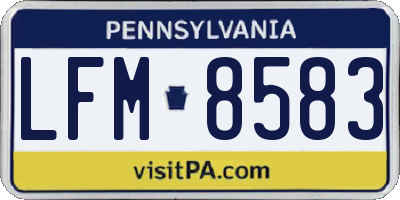 PA license plate LFM8583