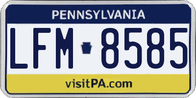 PA license plate LFM8585