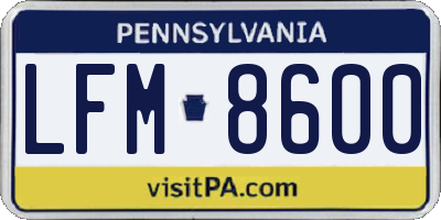 PA license plate LFM8600