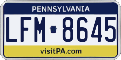 PA license plate LFM8645
