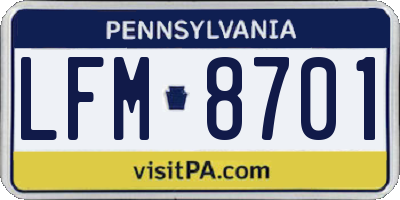 PA license plate LFM8701