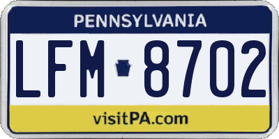 PA license plate LFM8702