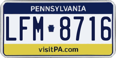 PA license plate LFM8716