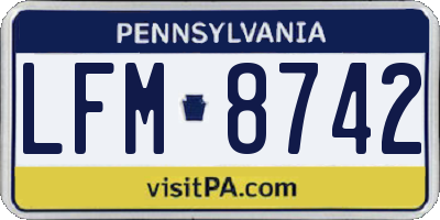 PA license plate LFM8742