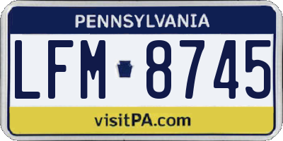 PA license plate LFM8745