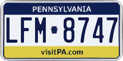 PA license plate LFM8747