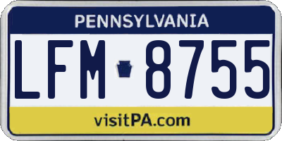 PA license plate LFM8755