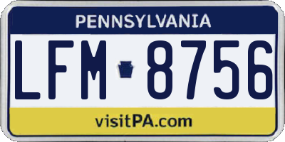 PA license plate LFM8756
