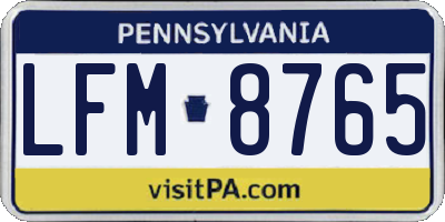 PA license plate LFM8765