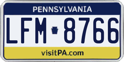 PA license plate LFM8766