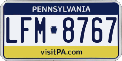 PA license plate LFM8767