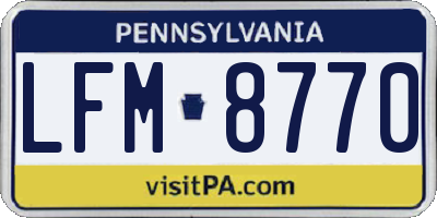 PA license plate LFM8770
