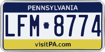 PA license plate LFM8774