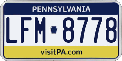 PA license plate LFM8778