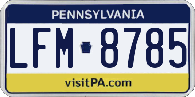 PA license plate LFM8785
