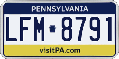 PA license plate LFM8791