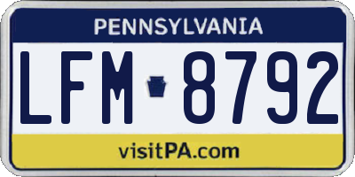 PA license plate LFM8792