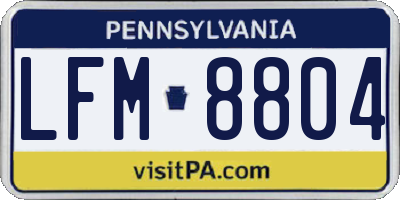 PA license plate LFM8804