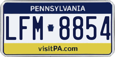 PA license plate LFM8854