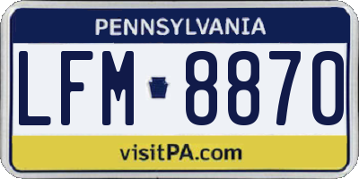 PA license plate LFM8870