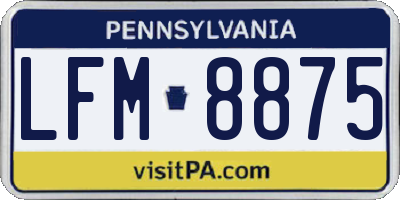 PA license plate LFM8875