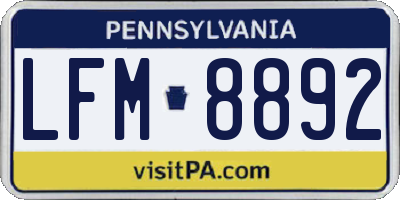 PA license plate LFM8892