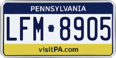 PA license plate LFM8905
