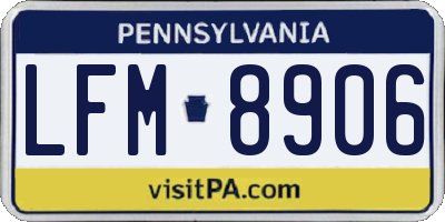 PA license plate LFM8906
