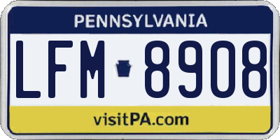 PA license plate LFM8908