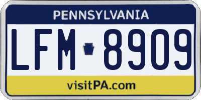 PA license plate LFM8909